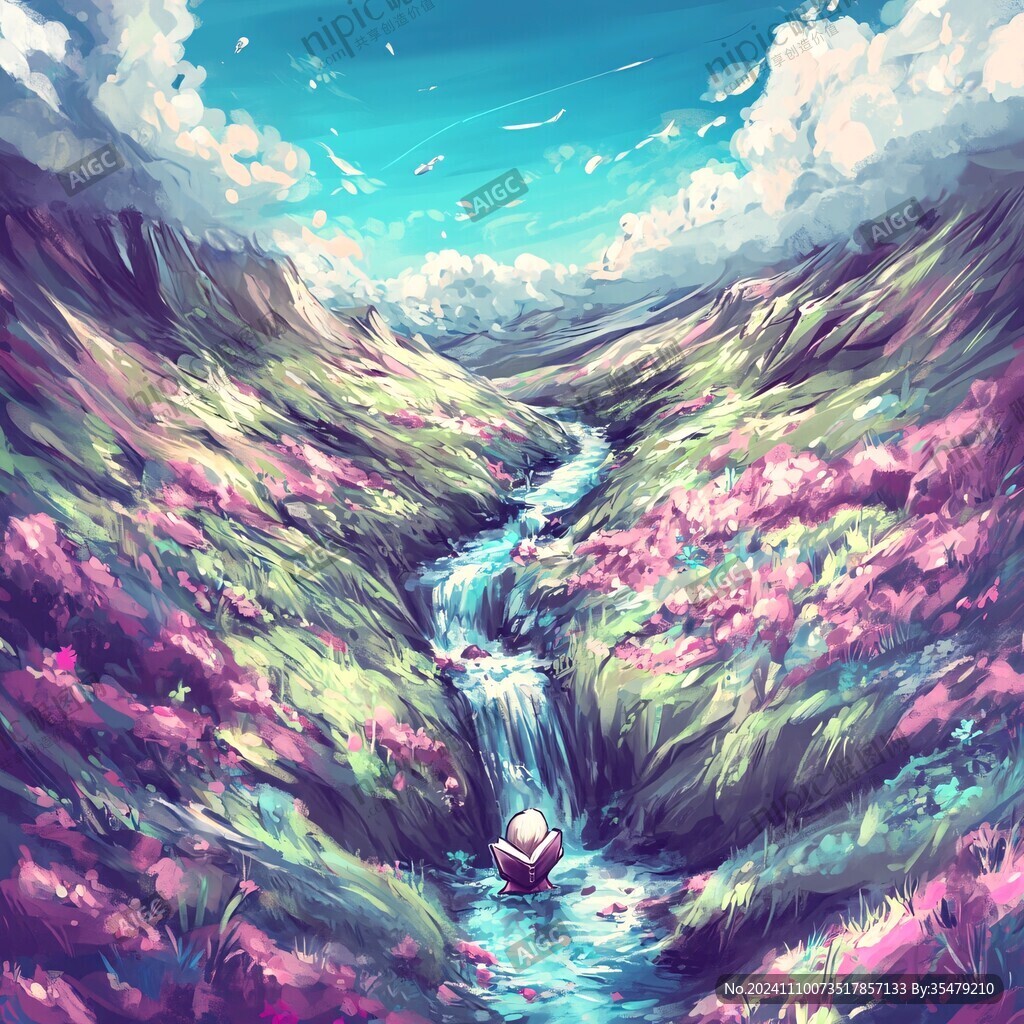 唯美梦幻花田场景