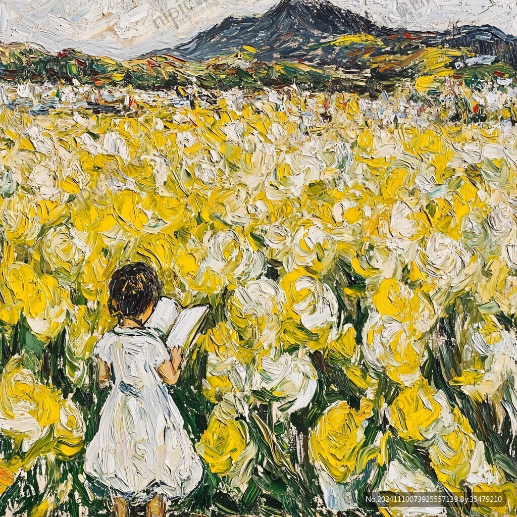 小黄花油画