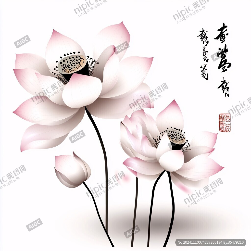 高清手绘莲花