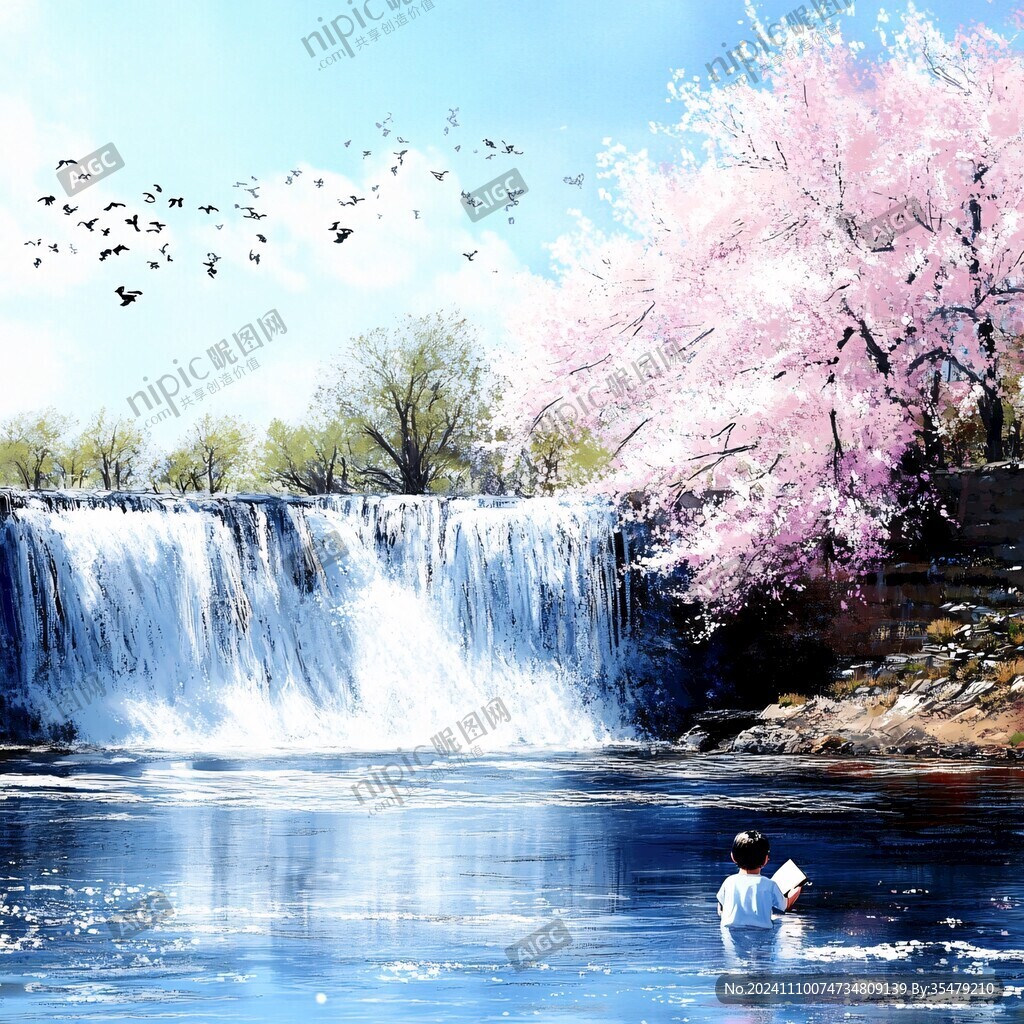 水边樱花树