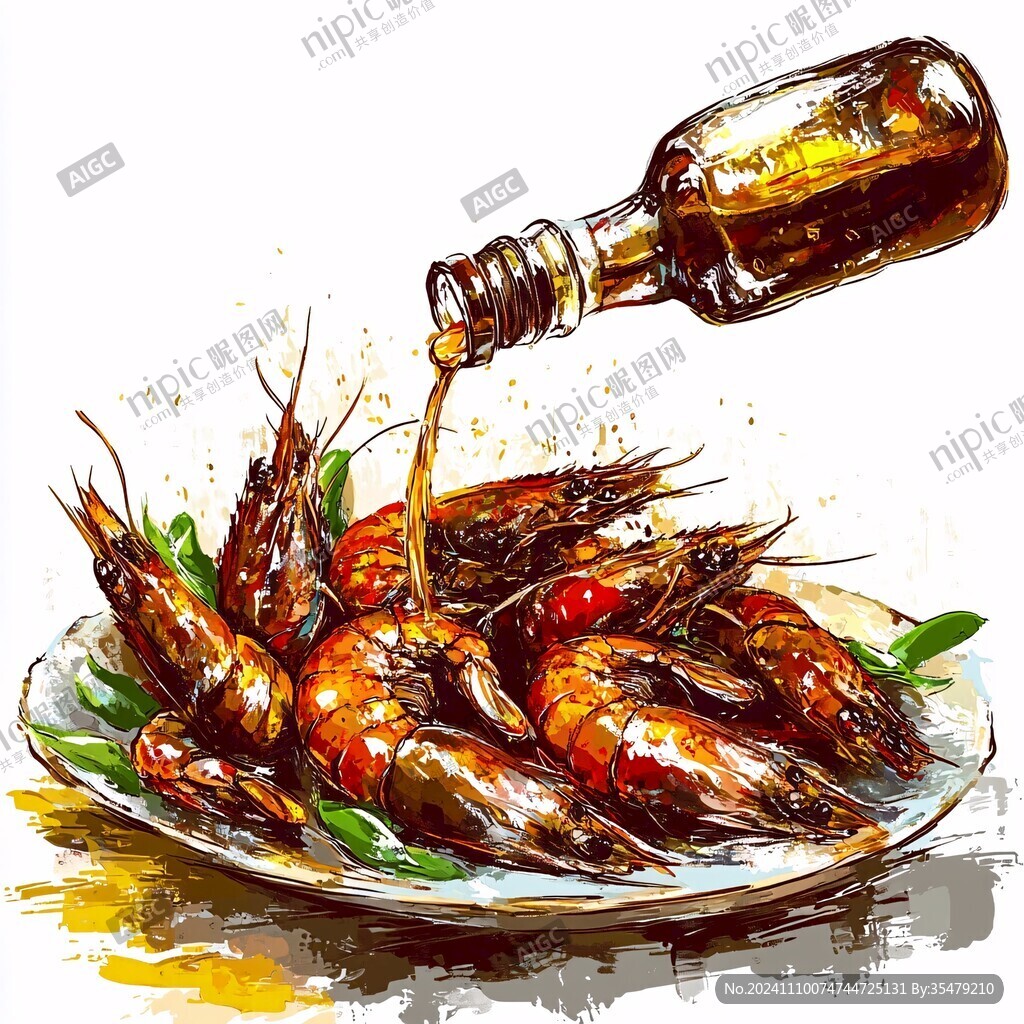 油闷大虾插画