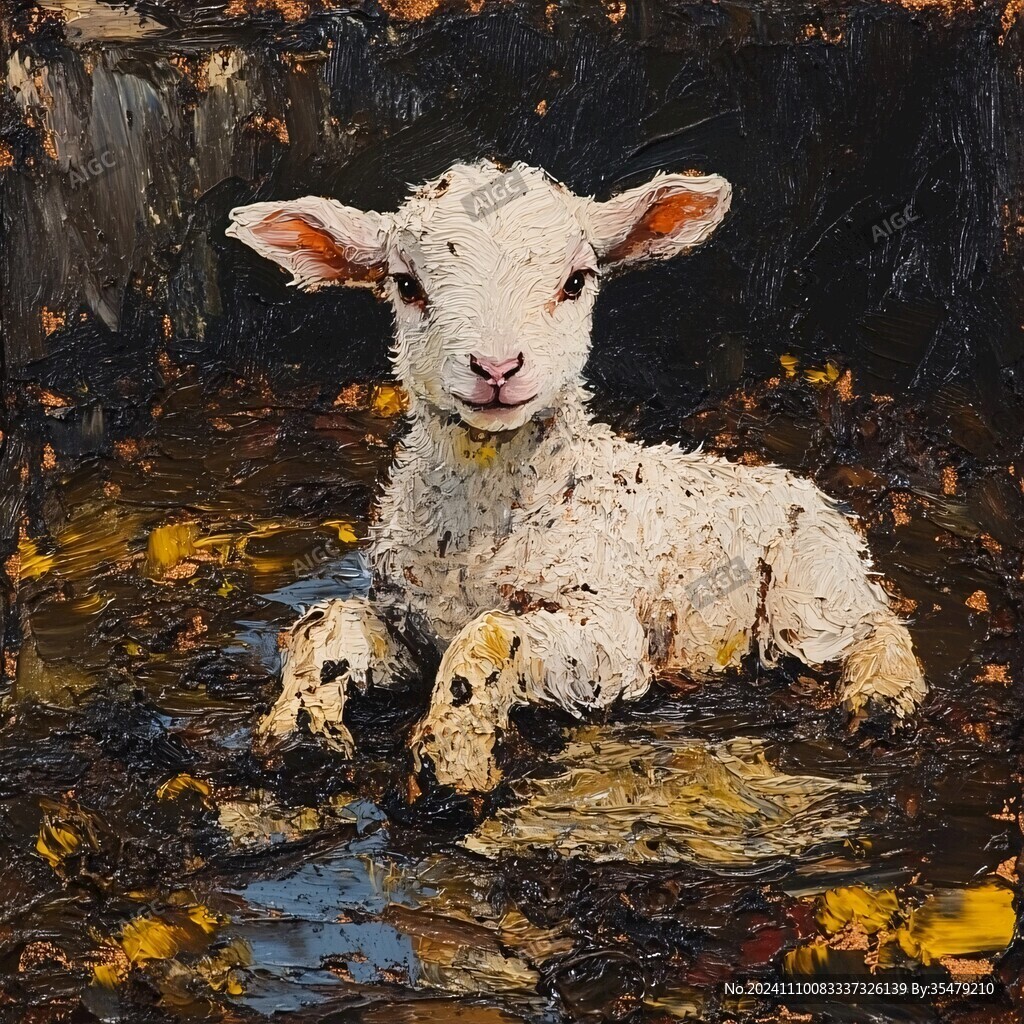 小羊羔奶油风装饰画