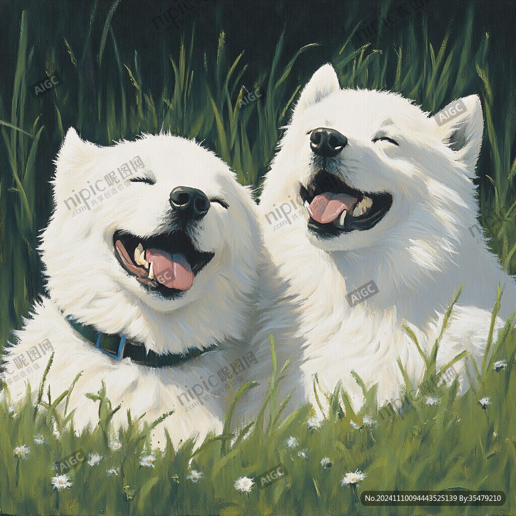 原创插画萨摩耶