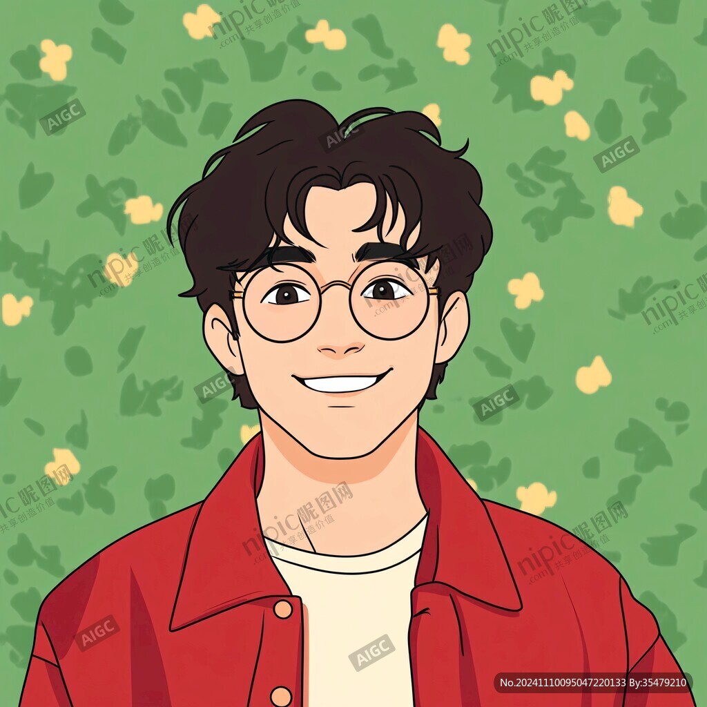 男生头像插画
