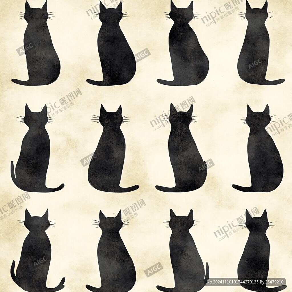 猫剪影插画