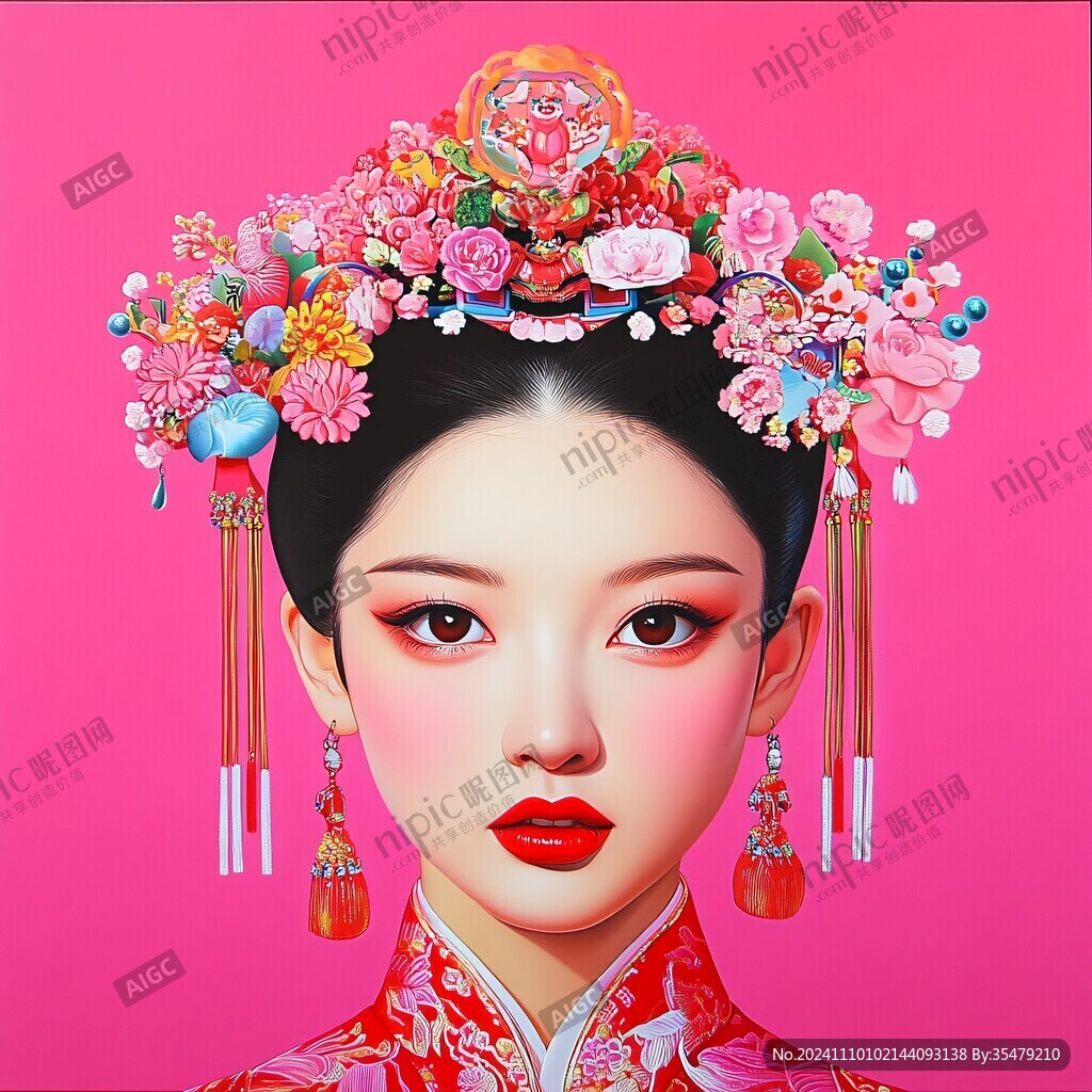 中式新娘插画