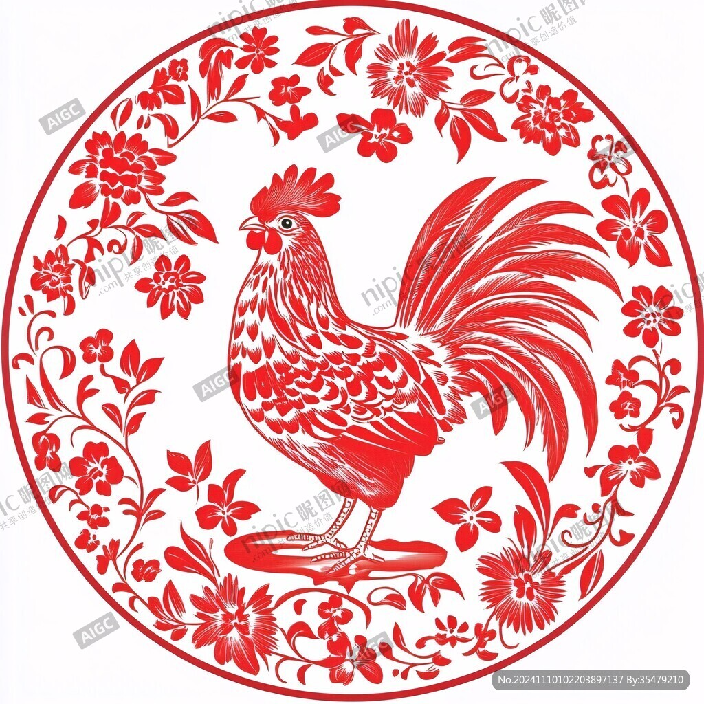 鸡字剪纸设计