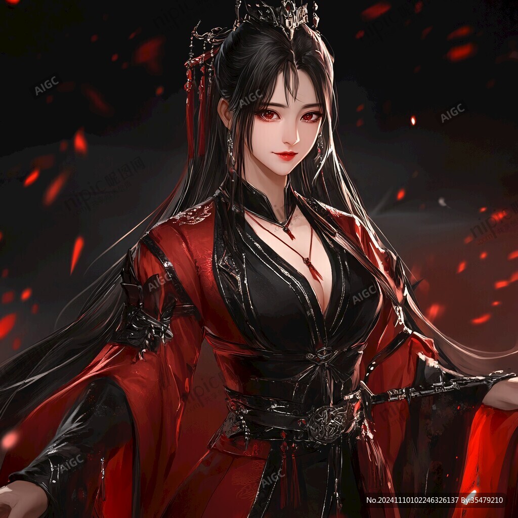 红衣少女设计古风