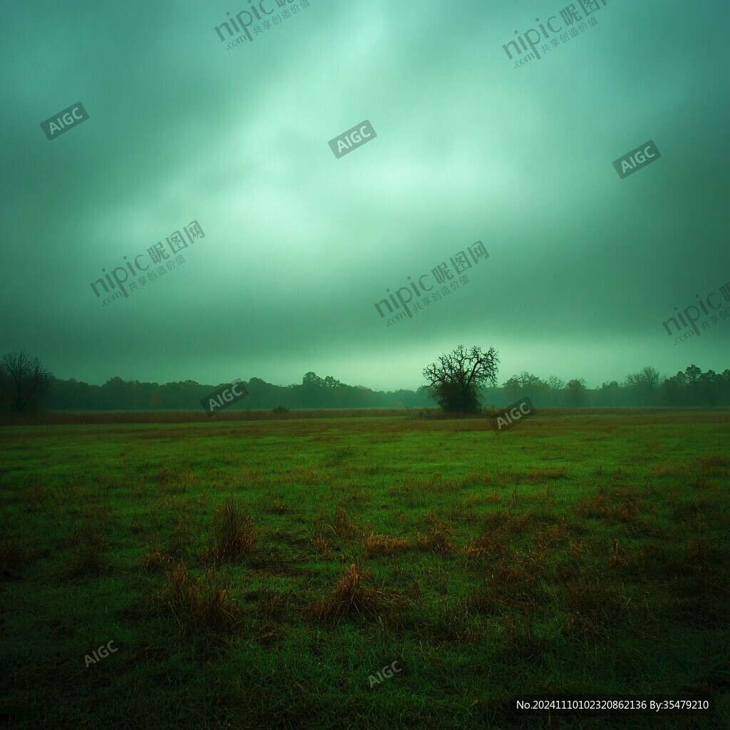 阴雨天草地