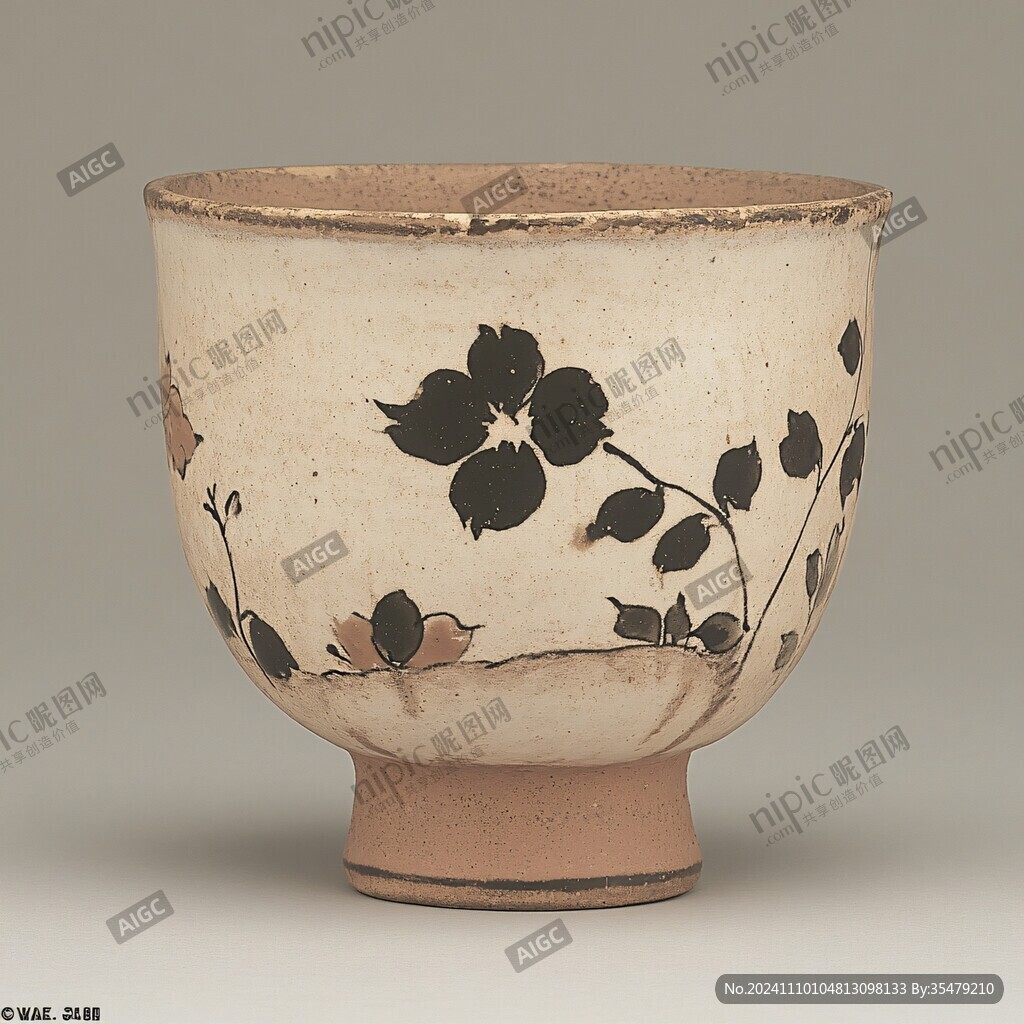褐花茶碗
