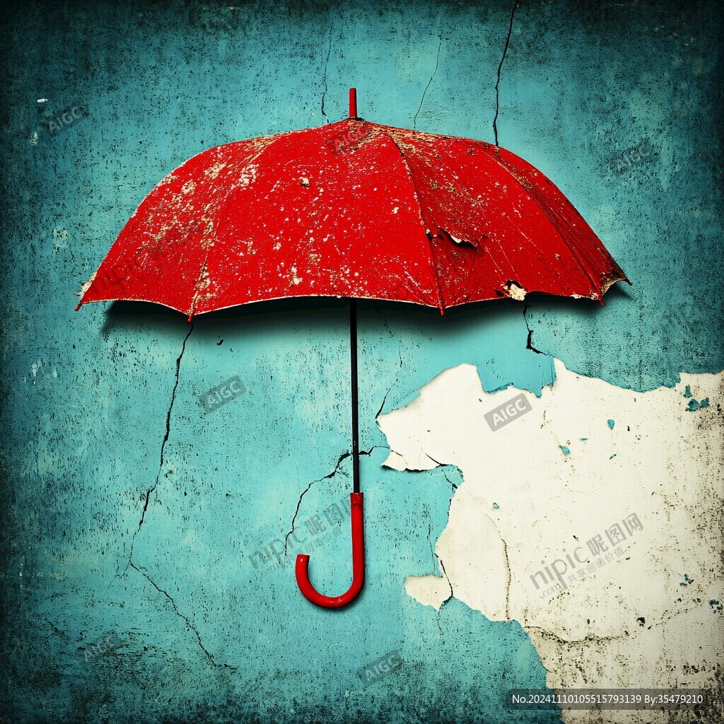 撑开的红雨伞