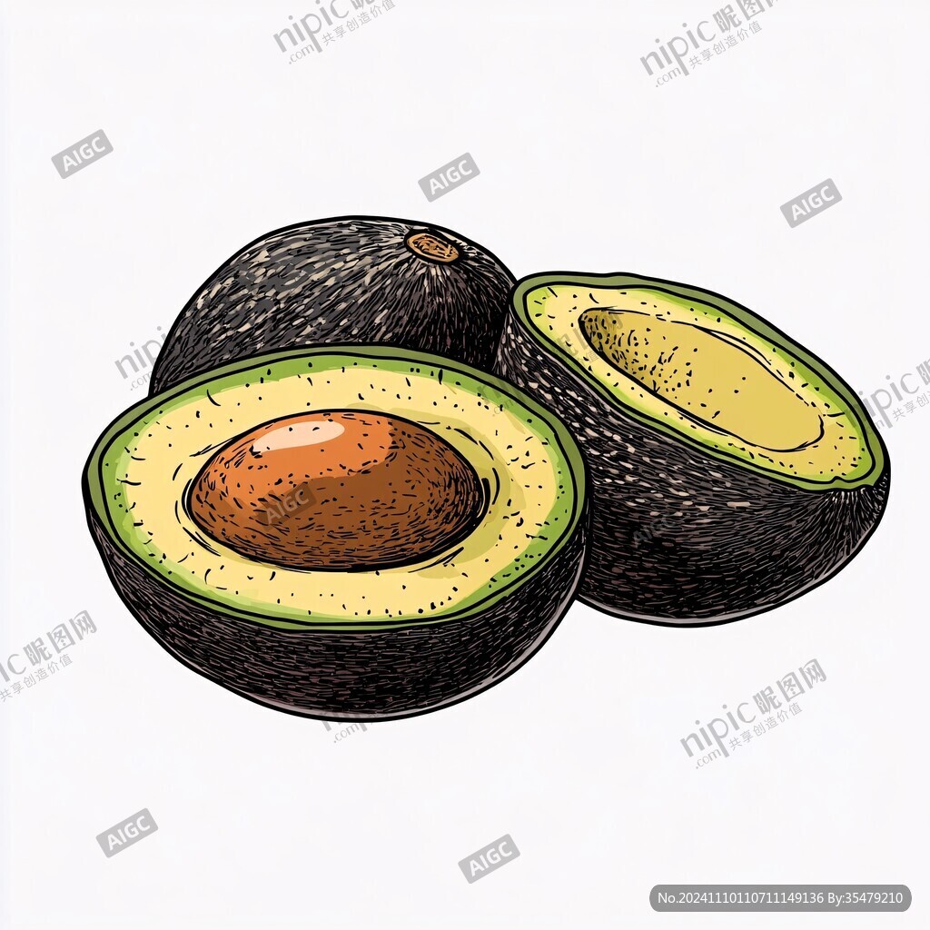手绘牛油果插画