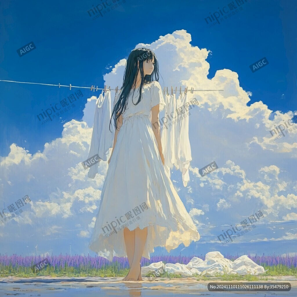 唯美意境少女插画