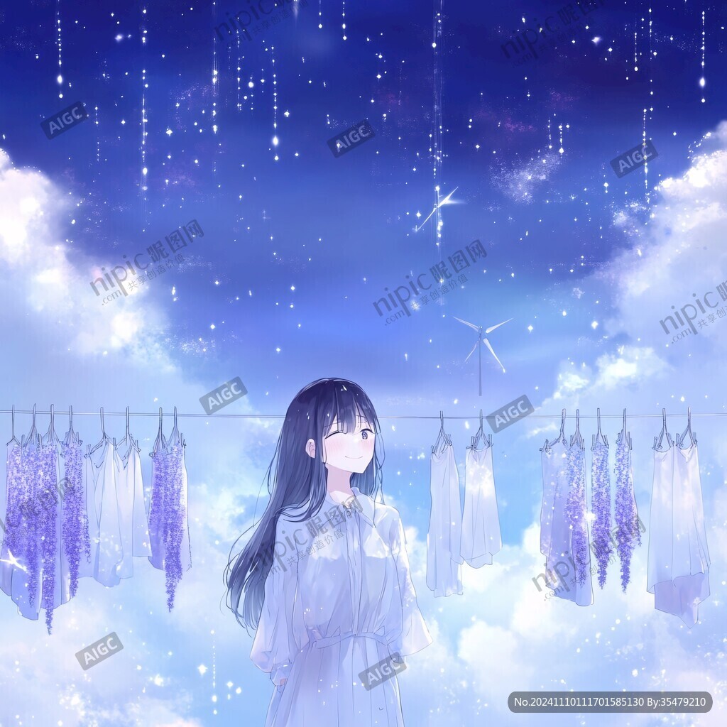 许愿女孩插画