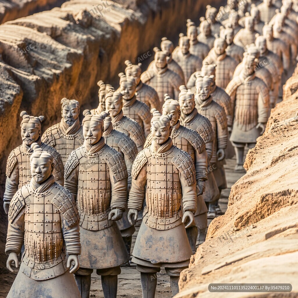 排列整齐的兵马俑
