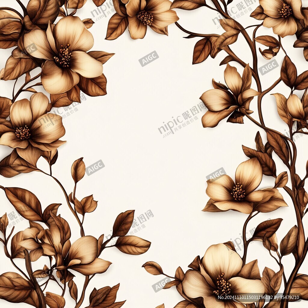 高精手绘黄金拉丝花卉