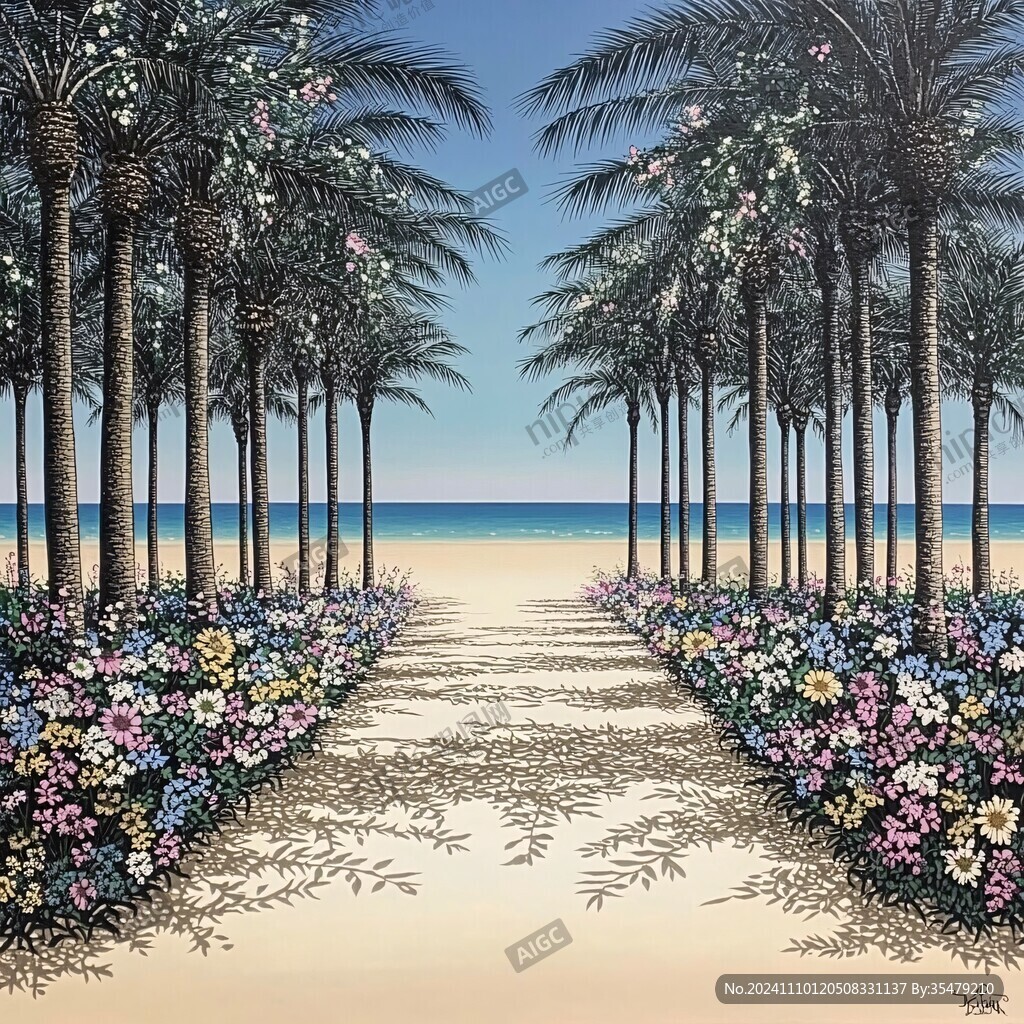 海滩风景3d立体画