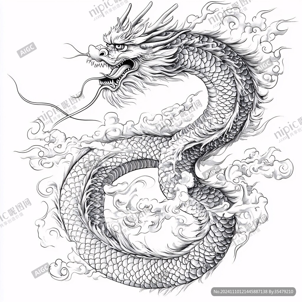 白描手绘龙