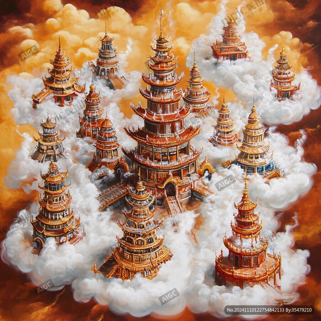北欧美式天宫风景画