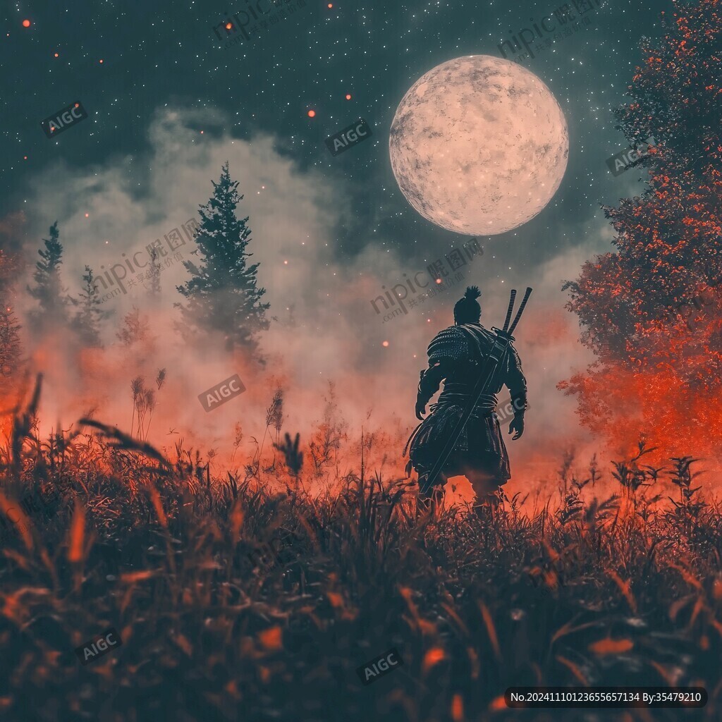 禅境秋夜极品意境插画