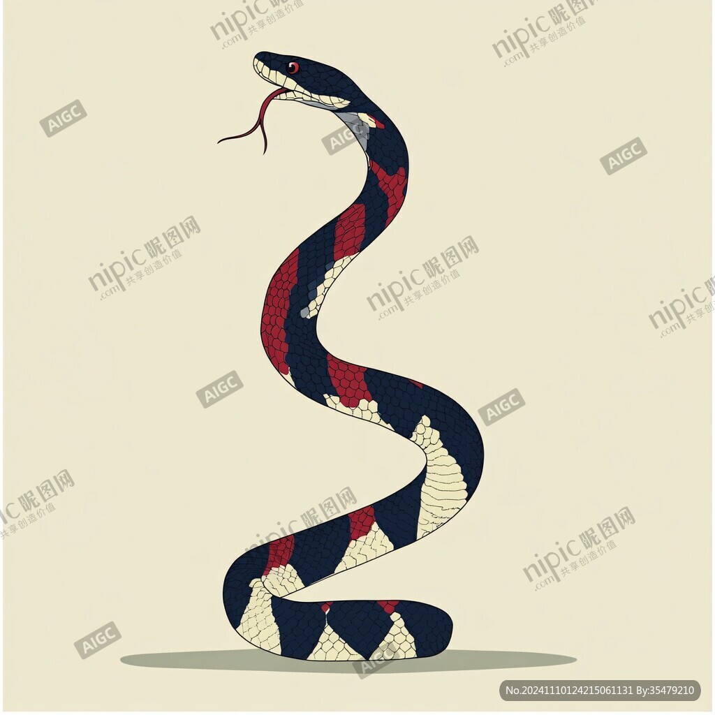扁平风格蛇图案