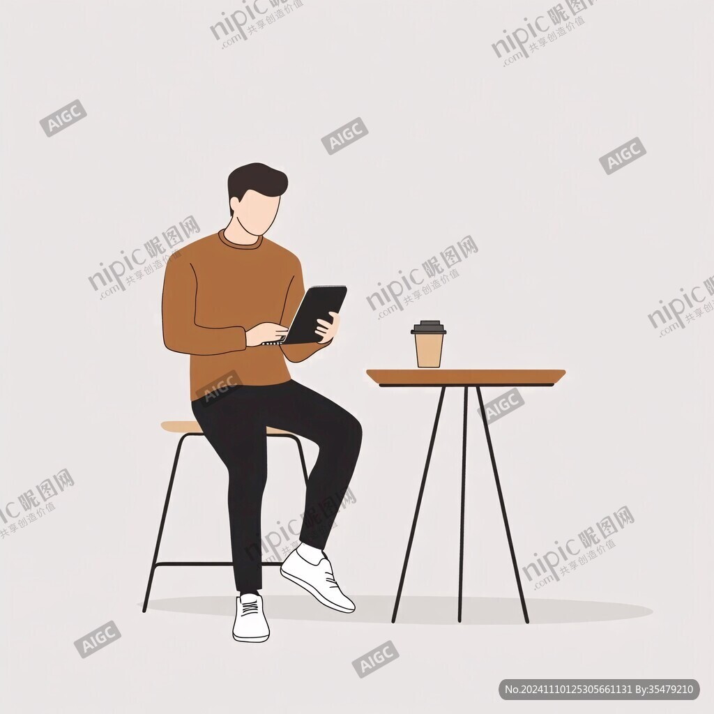 坐姿人物插画