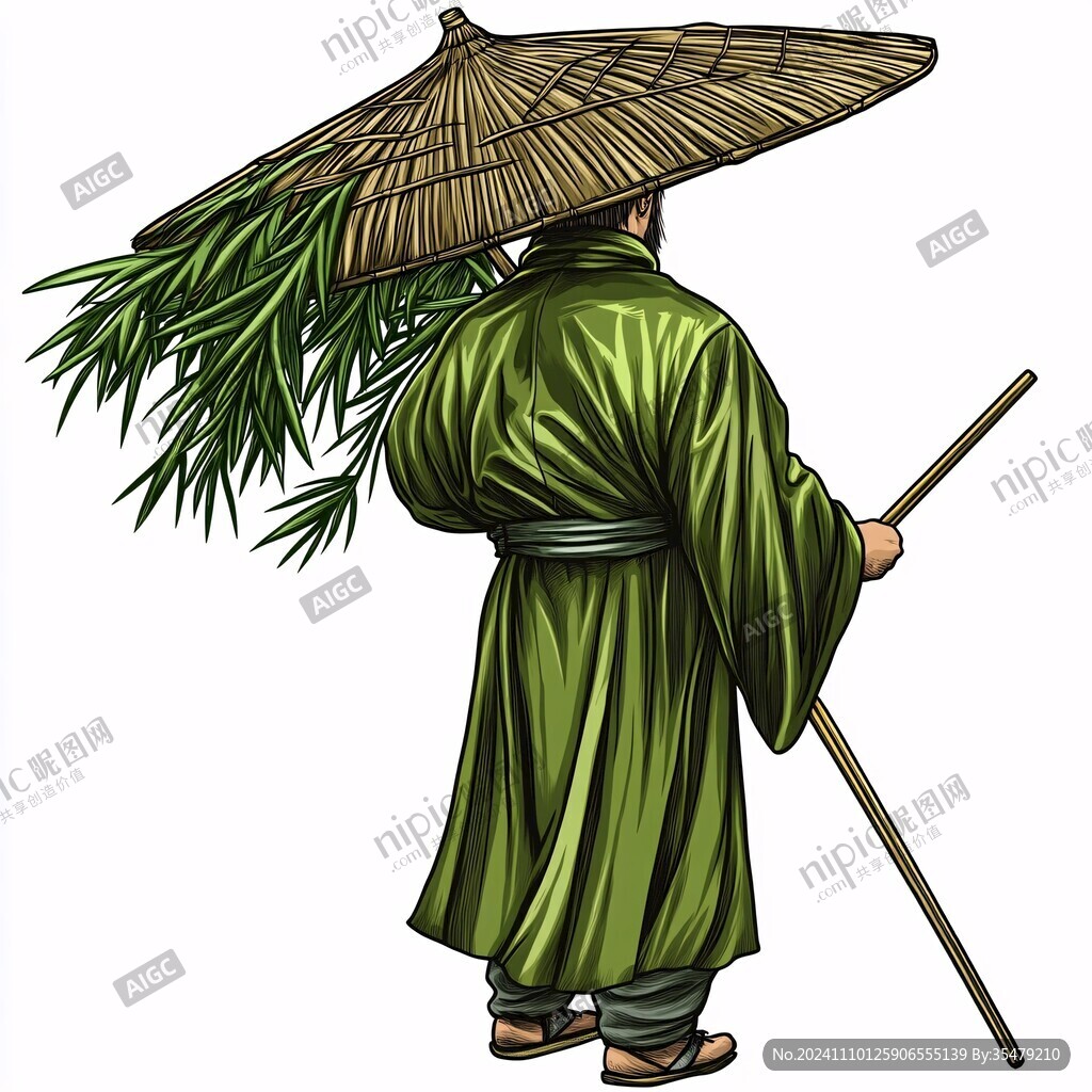 担着竹子的农民