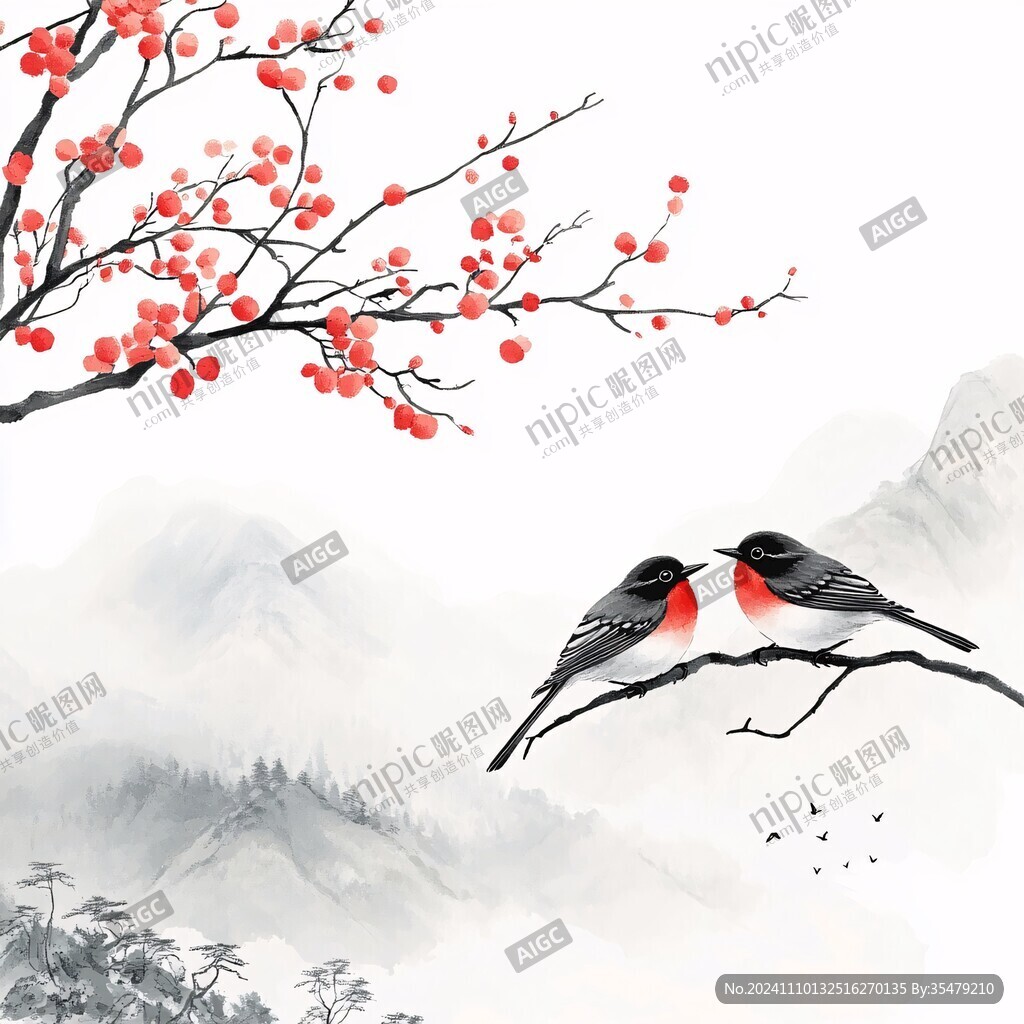 喜上眉梢禅意插画
