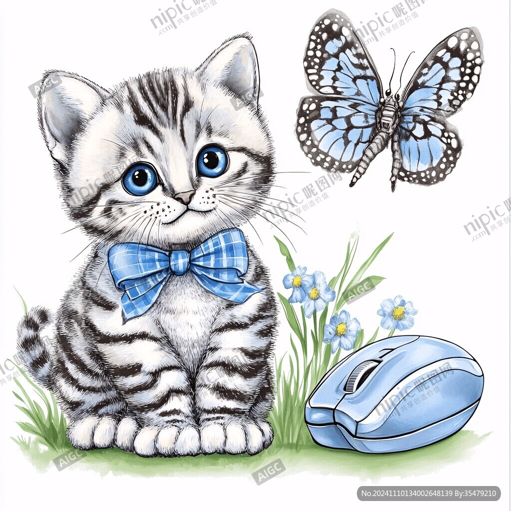 卡通小猫动物海报挂画