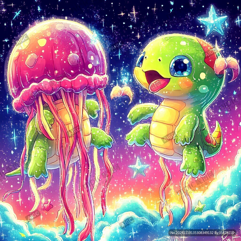 章鱼乌龟海星简笔画