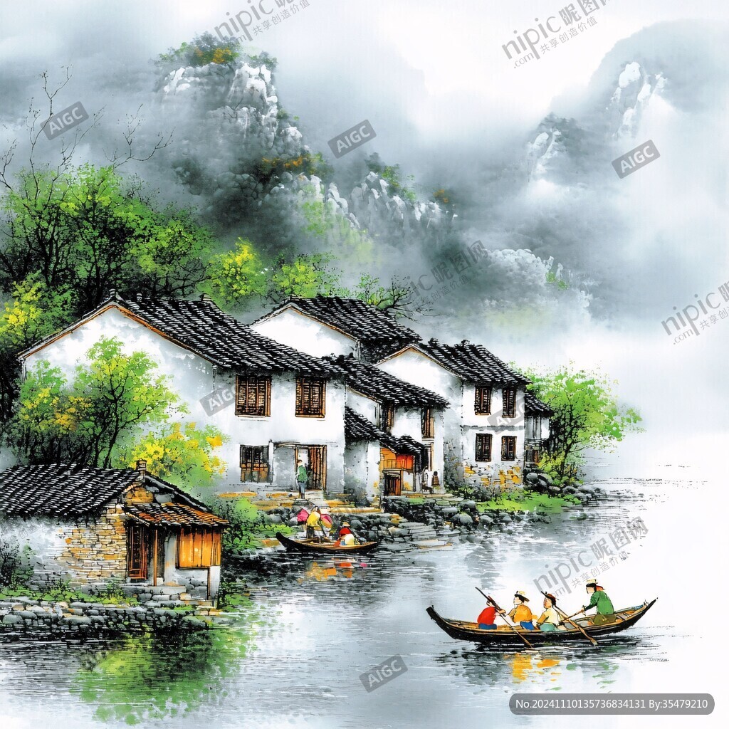 山水画风景画江南水乡