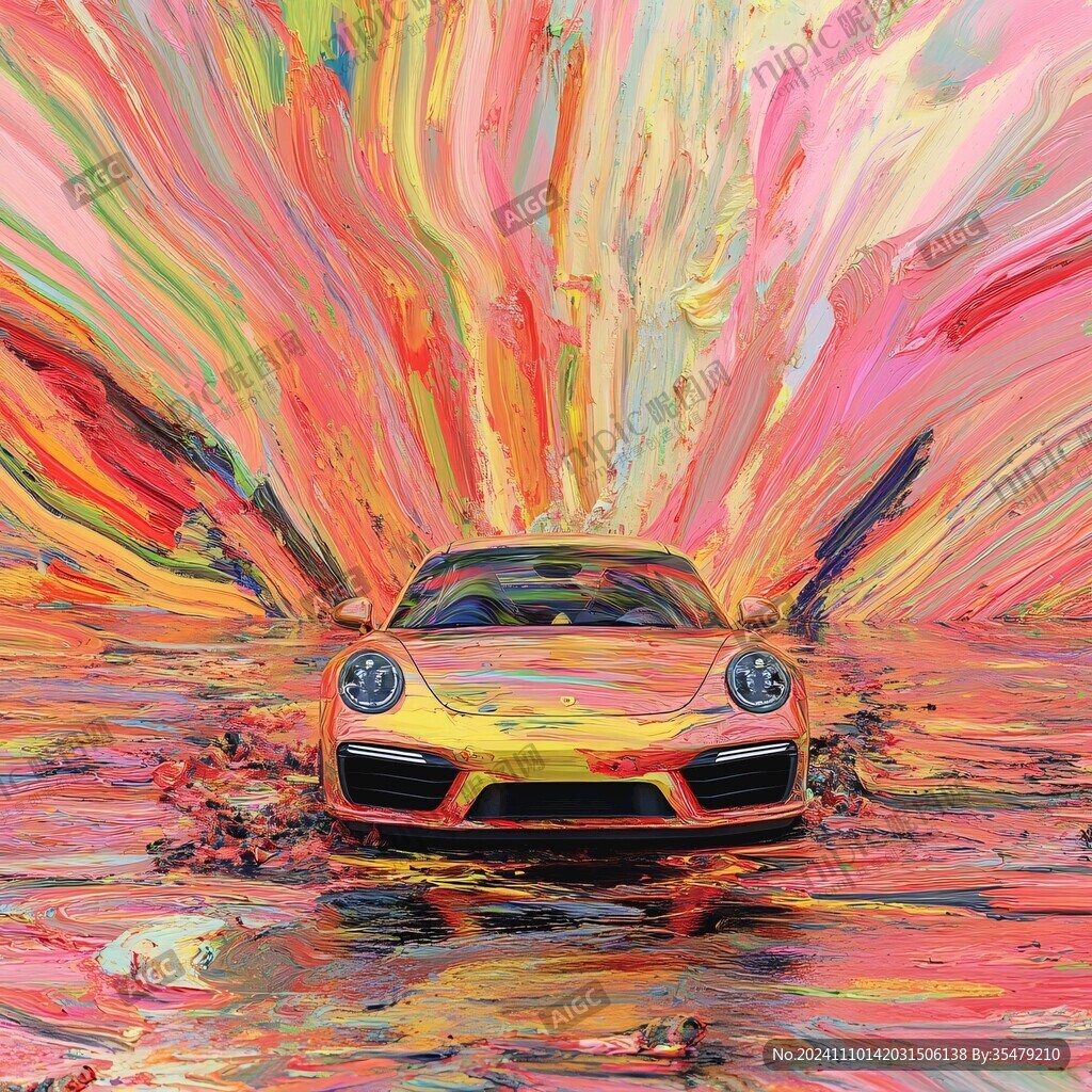 汽车水粉画