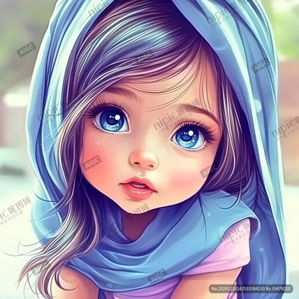 小女孩头像插画