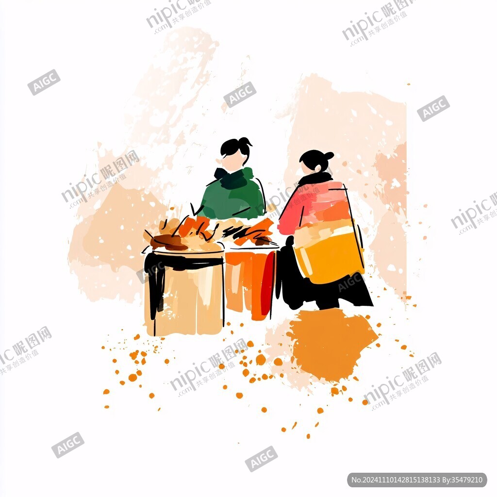 客家捆粄插画