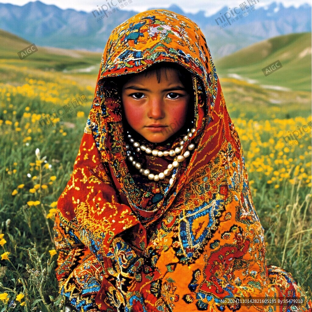 哈萨克族的小女孩