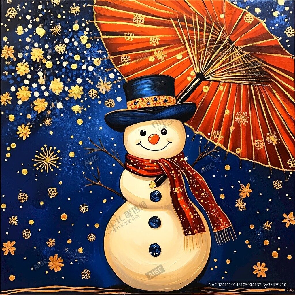 手绘在雪夜跳舞无框画