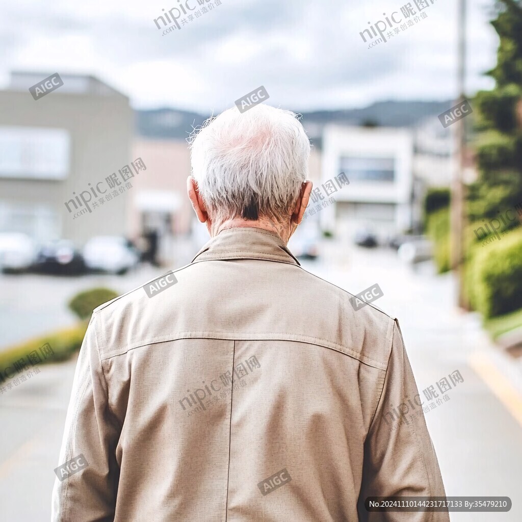 老头背影