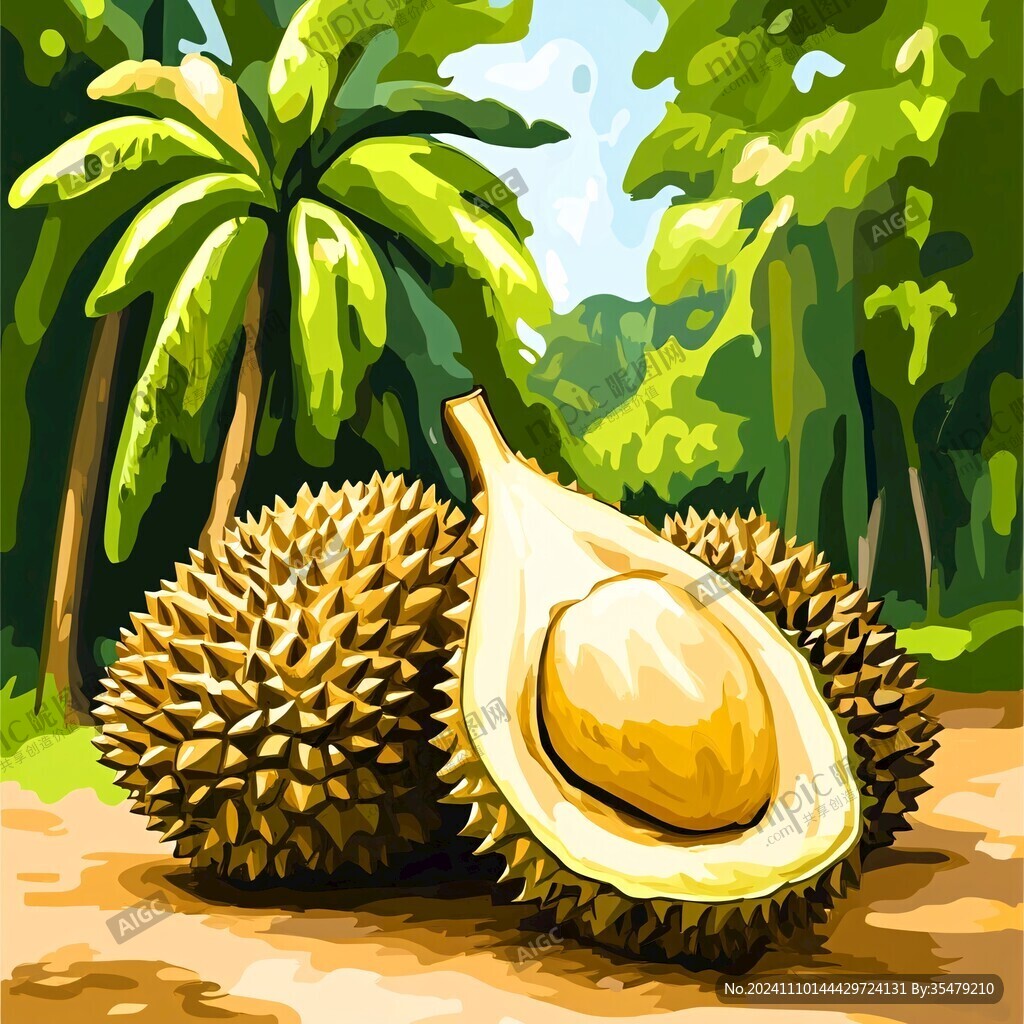 榴莲手绘插画