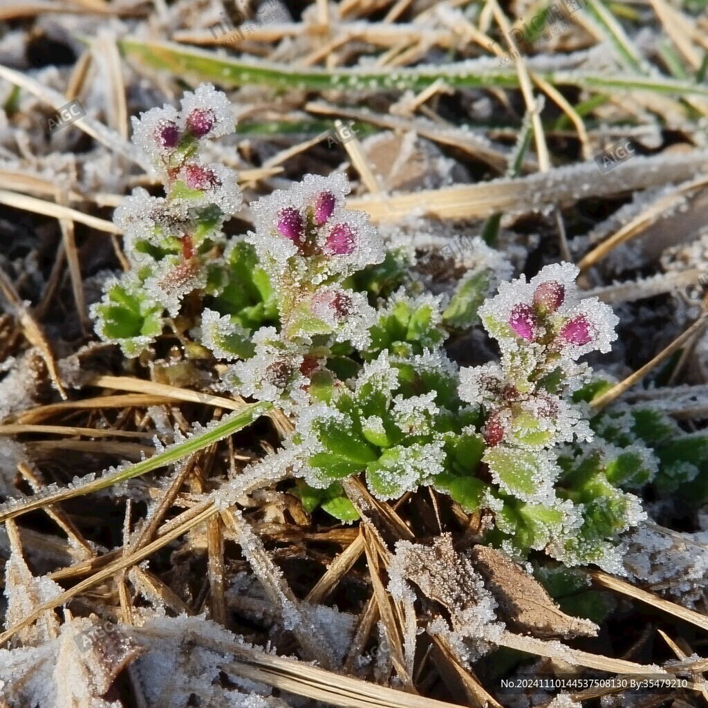 冬青卫茅与霜花