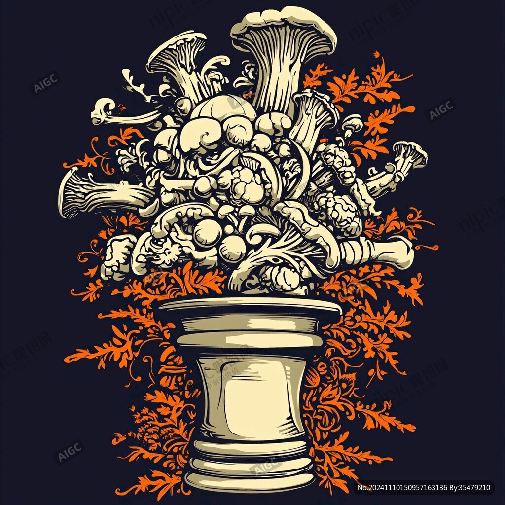 花瓶插画浮雕
