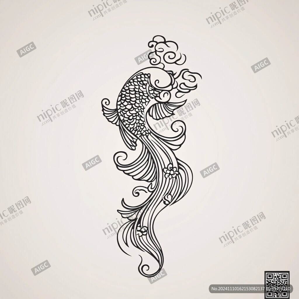 线描凤凰