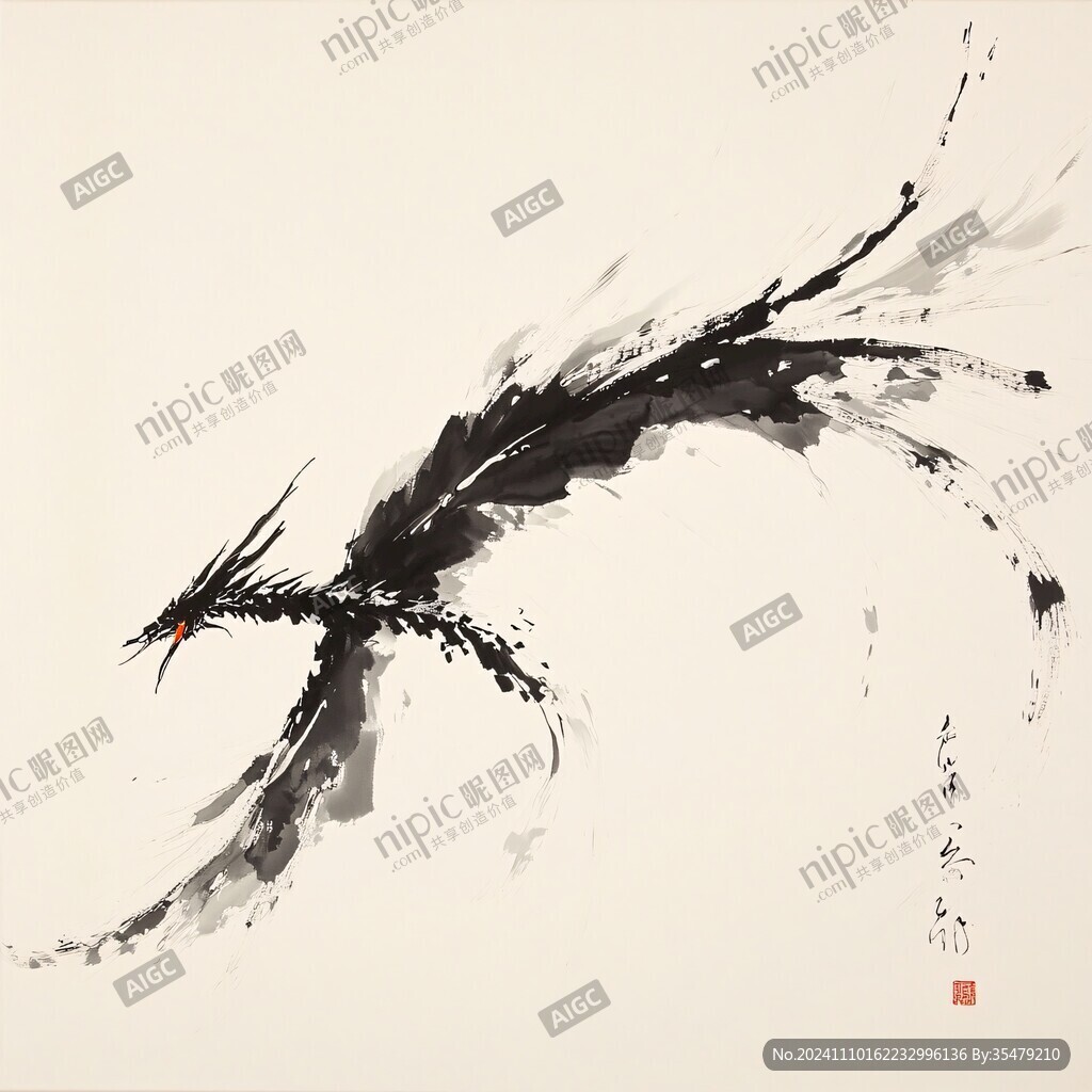 水墨画意凤凰