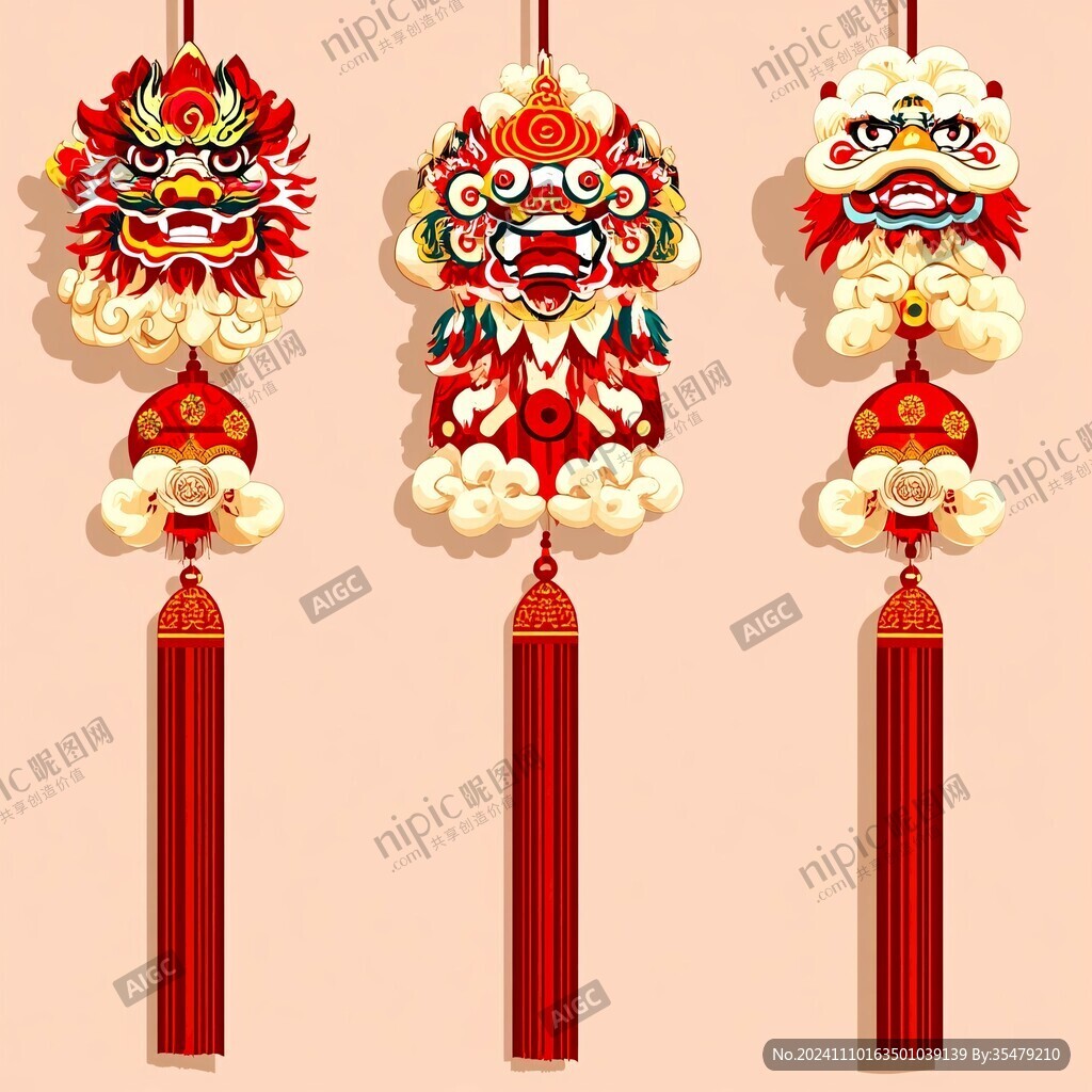 春节醒狮吊饰
