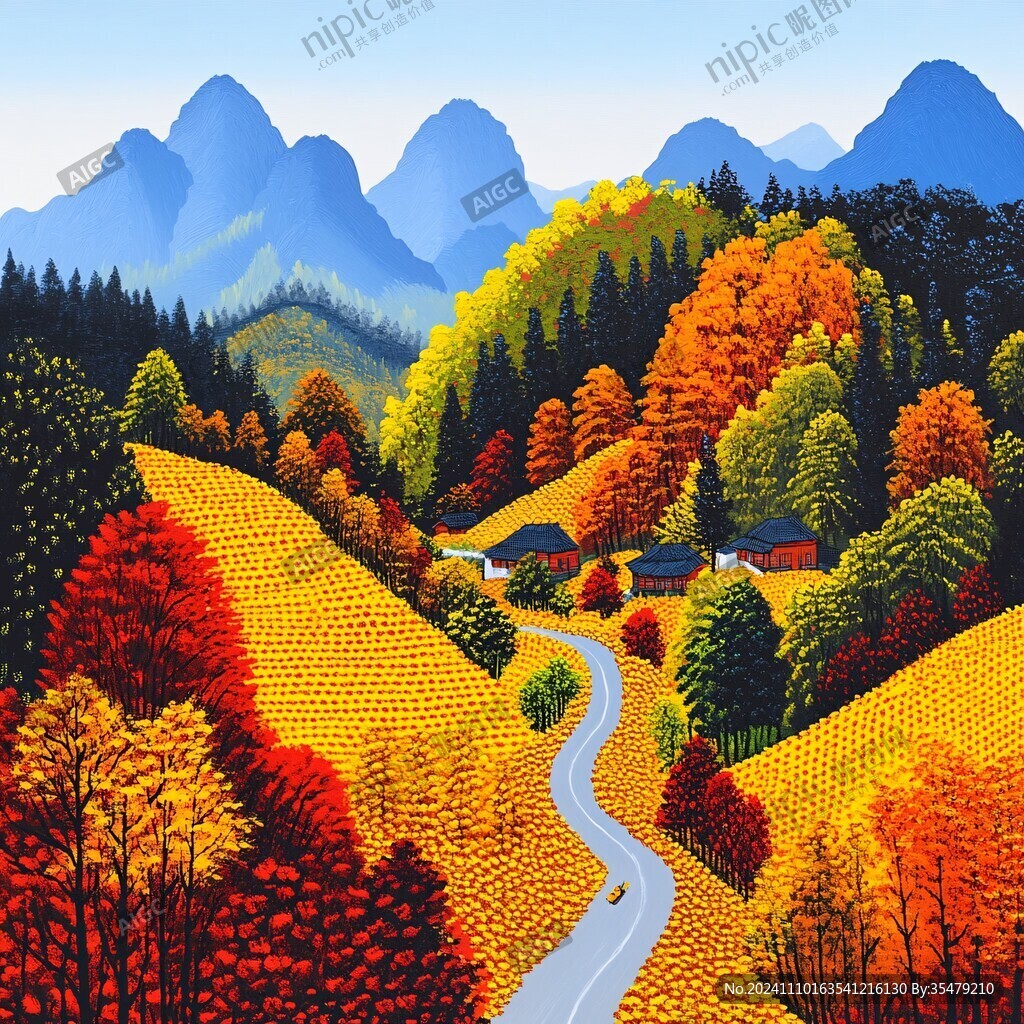 金秋风景插画
