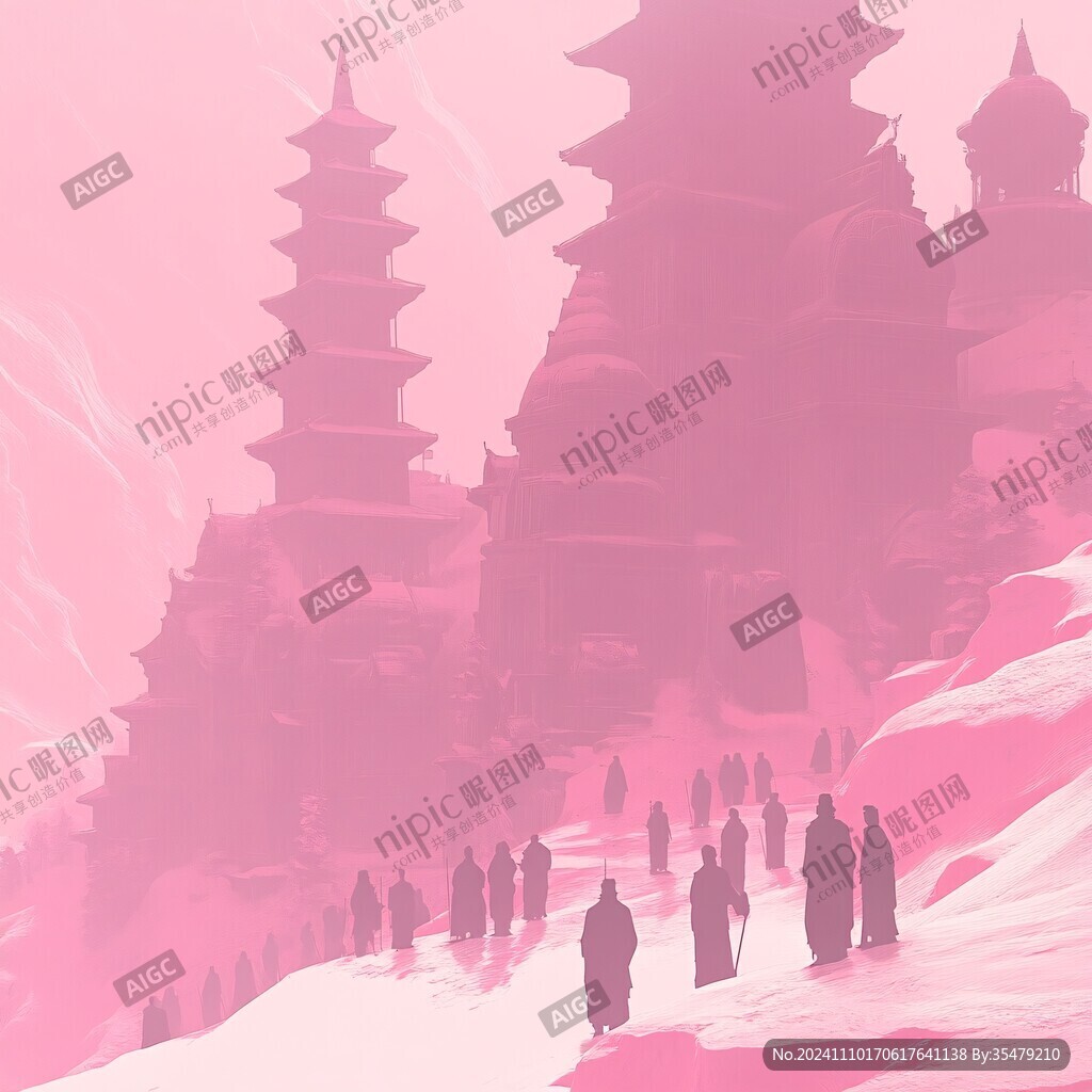 粉红宫殿插画幻想