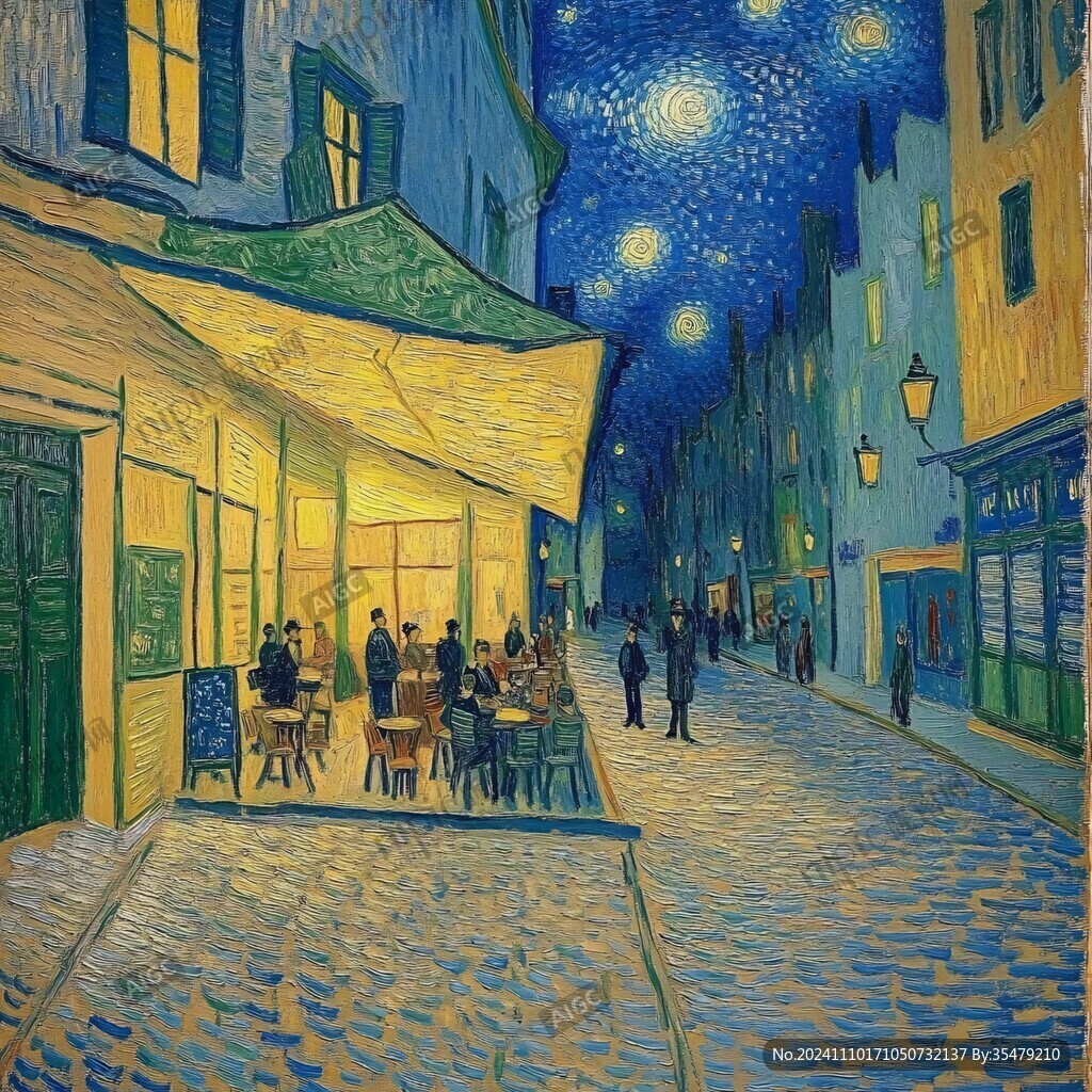 手绘夜市场景