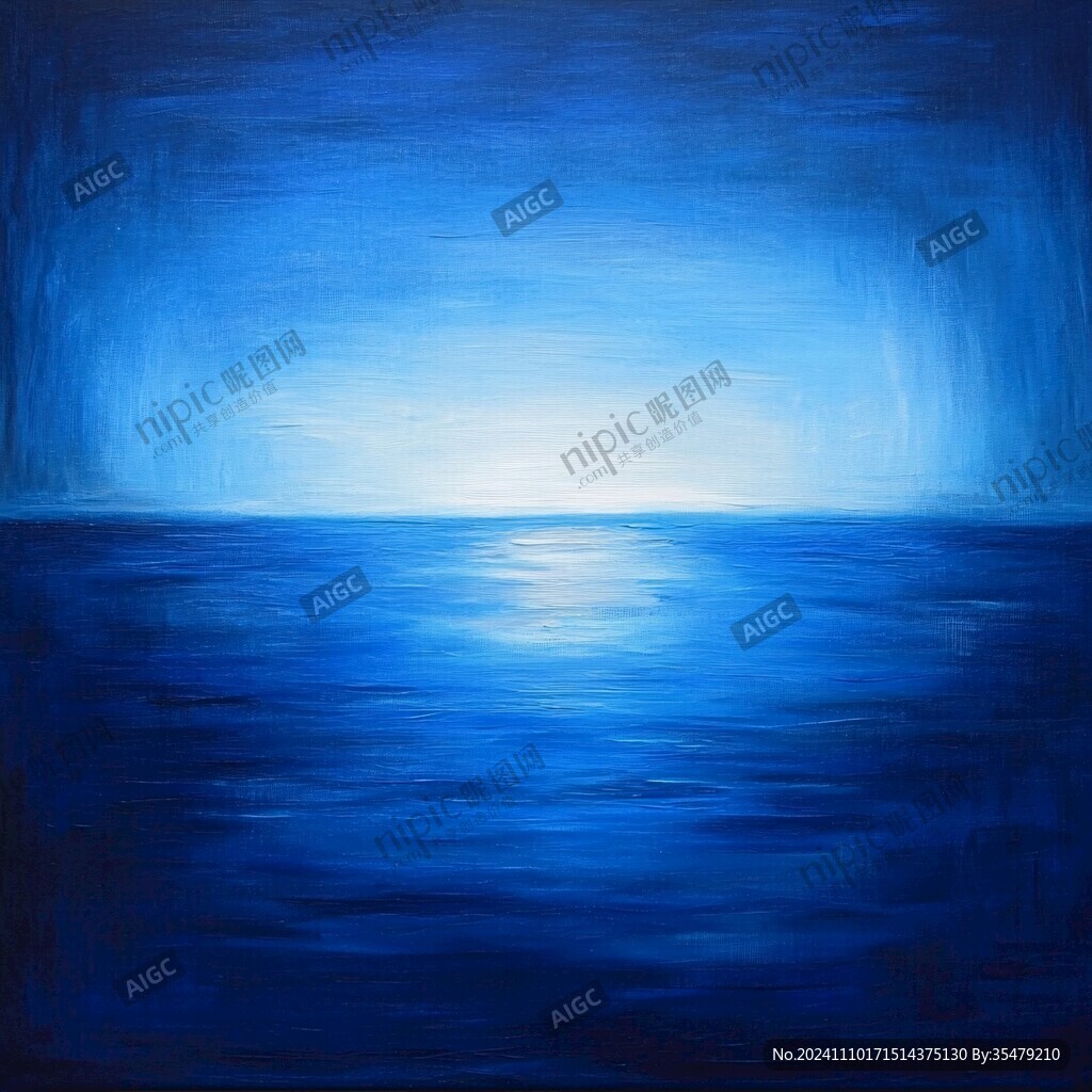 大海蓝色调油画