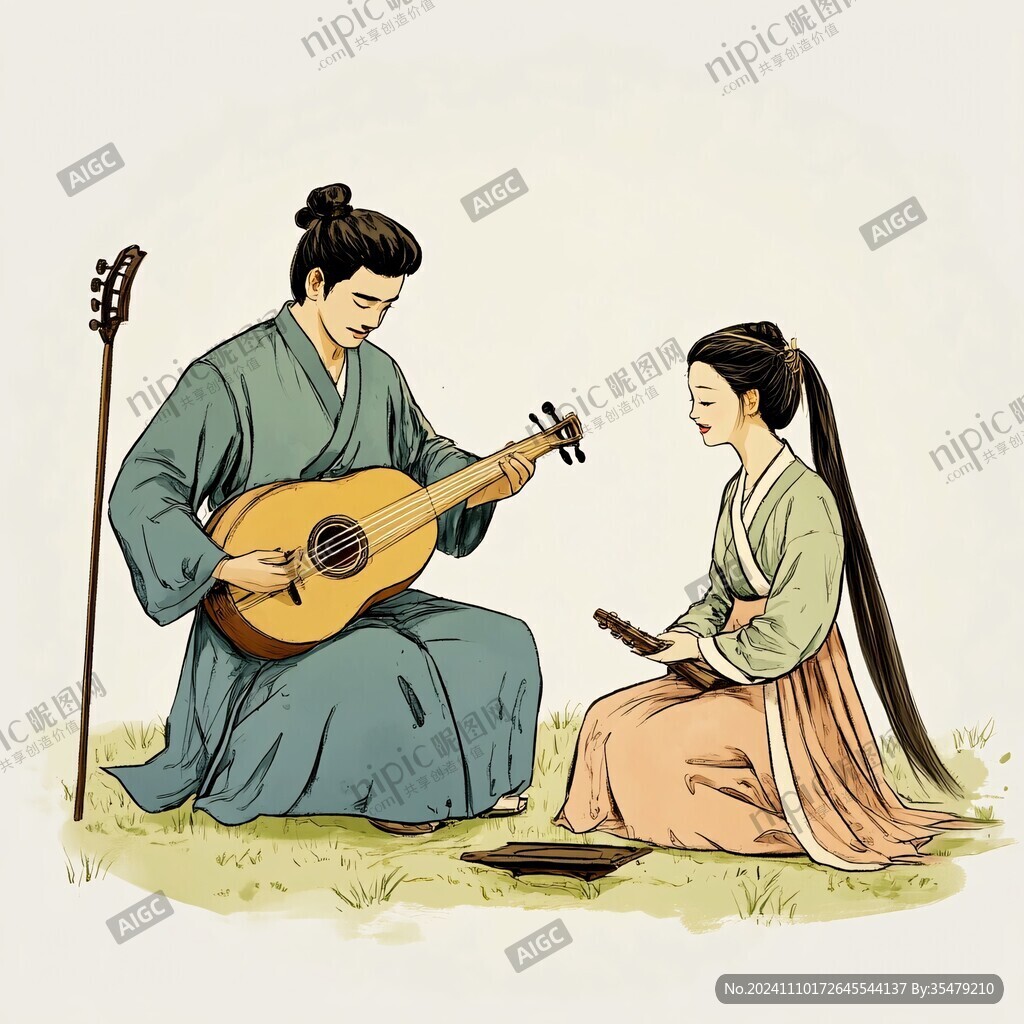 朝鲜族人物情侣插画