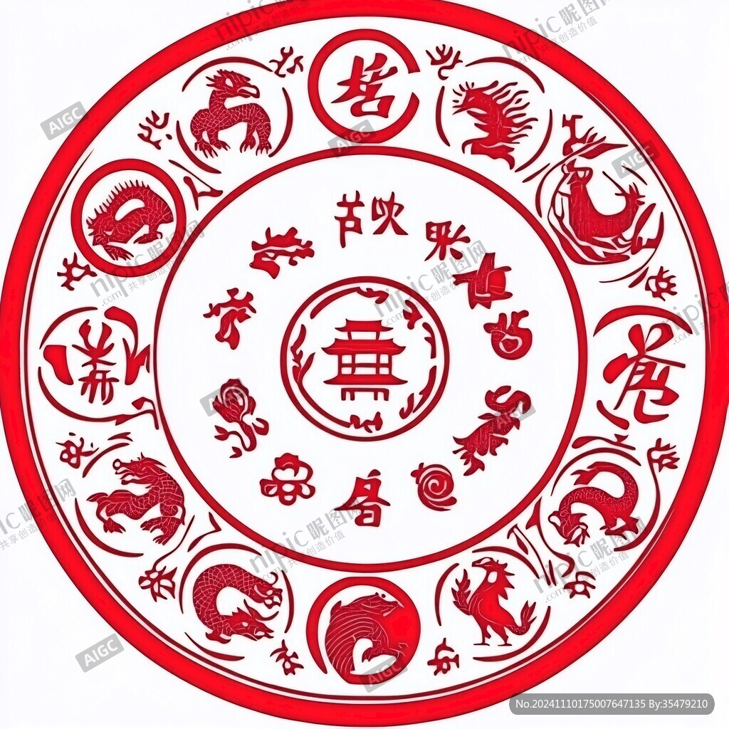 十二生肖印花素材