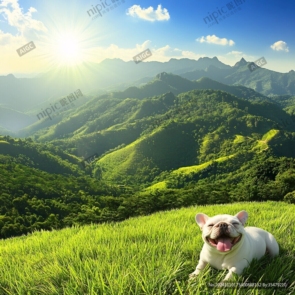 草地山的狗狗